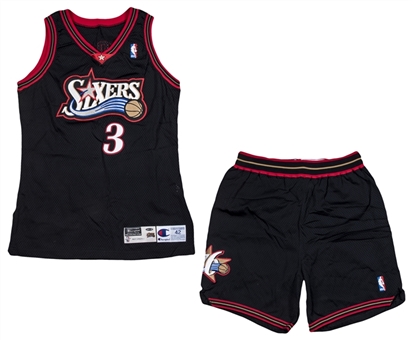 1997-98 Allen Iverson Game Used and Signed Philadelphia 76ers Uniform (Team LOA & JSA)